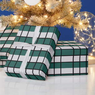 Teal Grau Schwarz Kariert Geschenkpapier