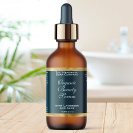 Teal Green and Gold Cosmetics Dropper Bottle Label