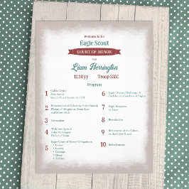 Teal Green, Burgundy Eagle Court of Honor Program Flyer