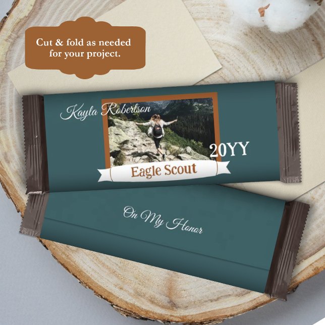 Teal Green, Copper Eagle Scout Candy Bar Wrapper Flyer (teal green copper eagle scout court of honor diy candy bar label, personalized chocolate bar wrapper)