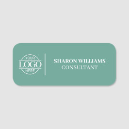 Teal Green Custom Business Logo Employee Magnetic Namensschild