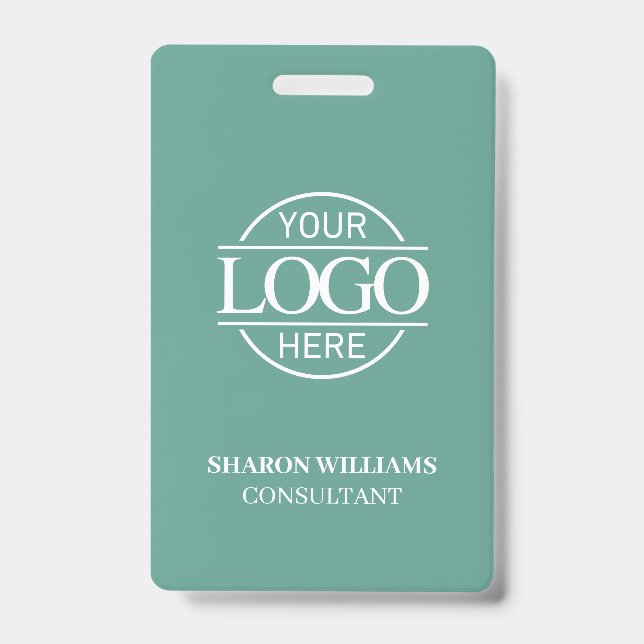 Teal Green Employee ID with Custom Business Logo Ausweis (Vorderseite)