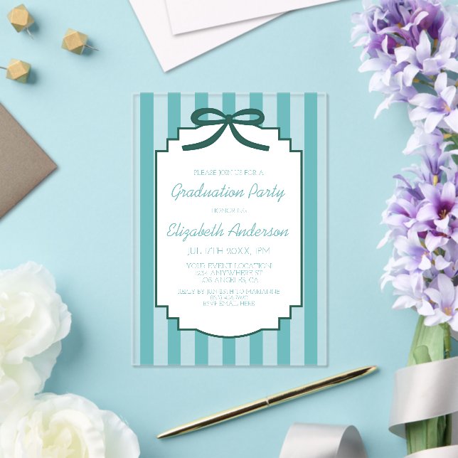 Teal Green Graduation Acryleinladungen (In Situ (Hochzeit))