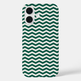 Teal Grün Chevron Zickzack-Streifenmuster iPhone 16 Hülle
