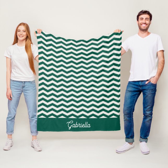 Teal Grün Chevron Zickzack-Streifenmuster Fleecedecke (Beispiel)