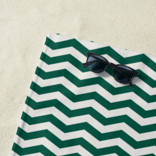 Teal Grün Chevron Zickzack-Streifenmuster Strandtuch