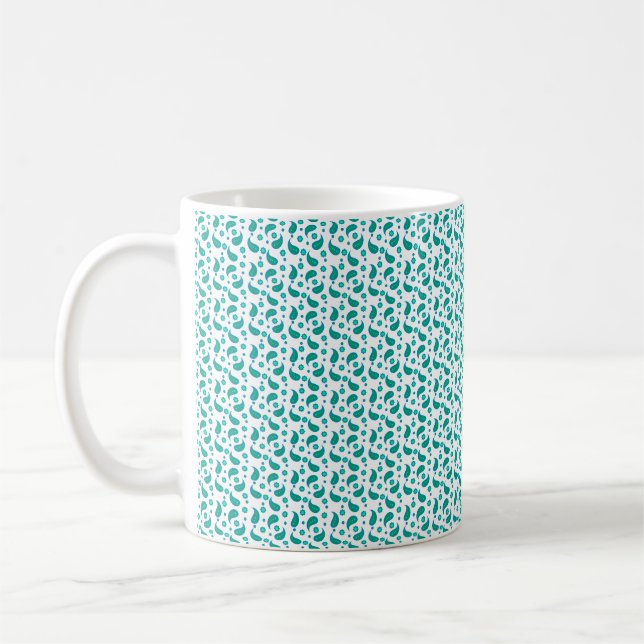 Teal Grün Paisley Blumenmuster Modern Boho  Kaffeetasse (Links)