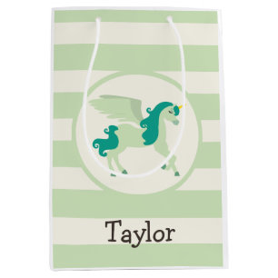Teal & Hellgrünes Einhorn Mittlere Geschenktüte