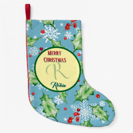 Teal Holiday Botanical Christmas Bells & Gifts Kleiner Weihnachtsstrumpf