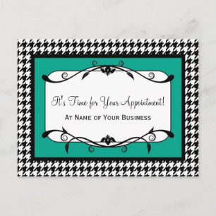 Teal Houndstooth Salon Erinnerung Postkarte