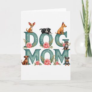 Teal-Hund-Mama-Blumen-Tageskarte Karte