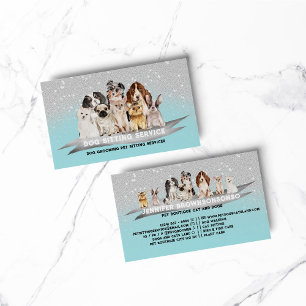 Teal Ivory Sparkle Haustiersitter Hundespazierer Visitenkarte
