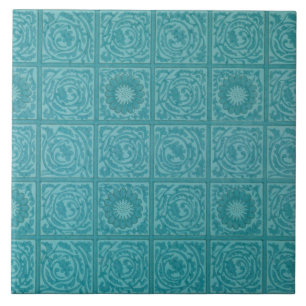Teal-Kachel-Muster (von William Morris) Fliese