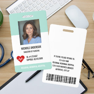 Teal Krankenhaus Medizinisches Mitarbeiter Logo Fo Ausweis