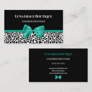 Teal Leopard Kinderboutique Visitenkarte