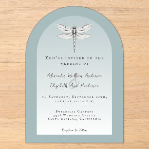 Teal Libellen Hochzeit Acryleinladungen