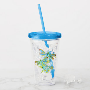 Teal Libellen-Spritzer Acryltrinkbecher