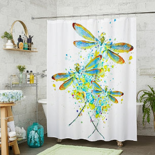 Teal Libellen-Spritzer Duschvorhang