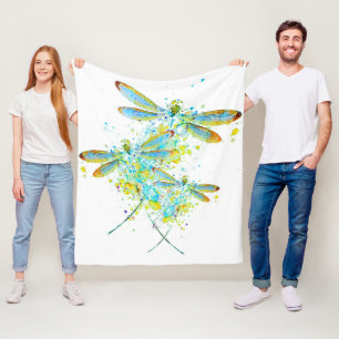 Teal Libellen-Spritzer Fleecedecke
