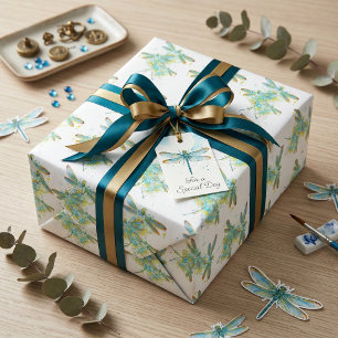 Teal Libellen-Spritzer Geschenkpapier