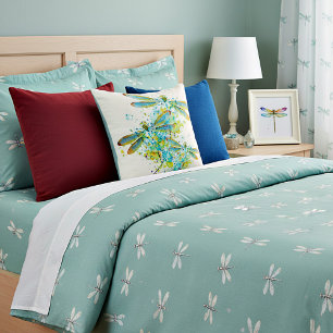 Teal Libellen-Spritzer  Kissen