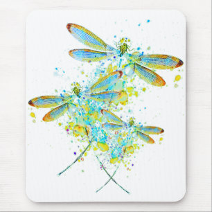 Teal Libellen-Spritzer  Mousepad