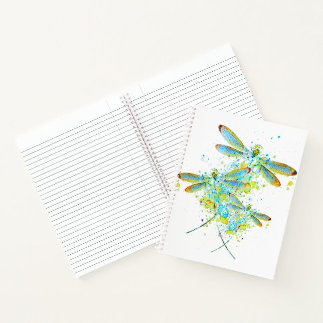 Teal Libellen-Spritzer  Notizbuch (Innenseite)