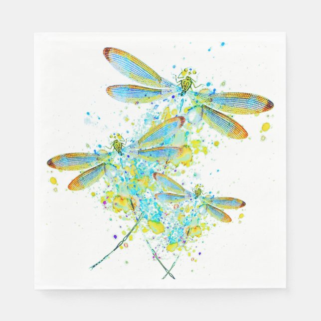 Teal Libellen-Spritzer  Serviette (Vorderseite)
