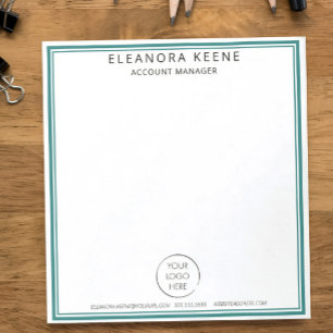 Teal-Logo, Name und Kontaktinformationen Marken-Ge Notizblock