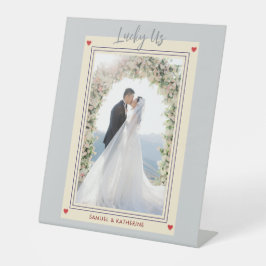 Teal Lucky Us Custom Photo Valentine's Day Sockelschild