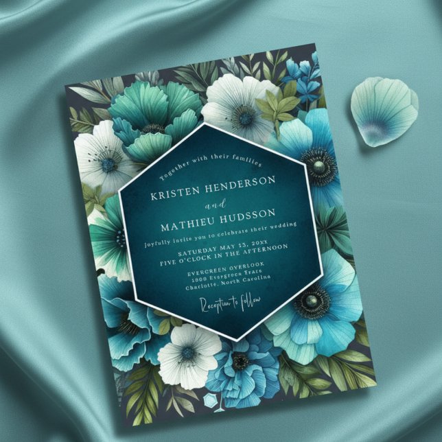 Teal Lush Bloom Hochzeit Einladung (Von Creator hochgeladen)