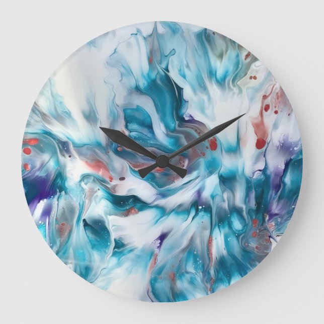 Teal Magic Große Wanduhr (Vorderseite)