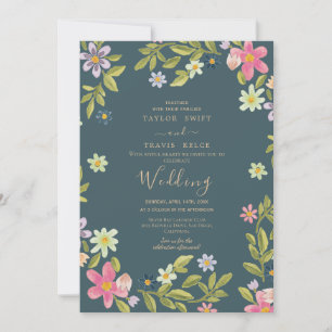Teal Magnolie Hochzeitseinladung Einladung