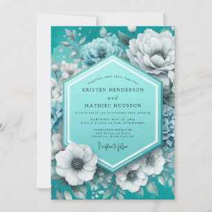 Teal Malerische Anemone Hochzeit Einladung