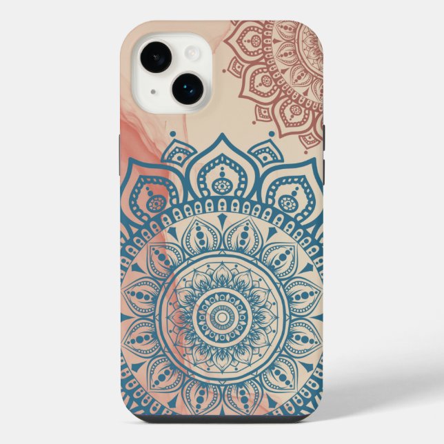 Teal-Mandala iPhone Hülle (Rückseite)