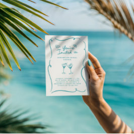 Teal Martini Bridal Shower Cocktail Party Einladung