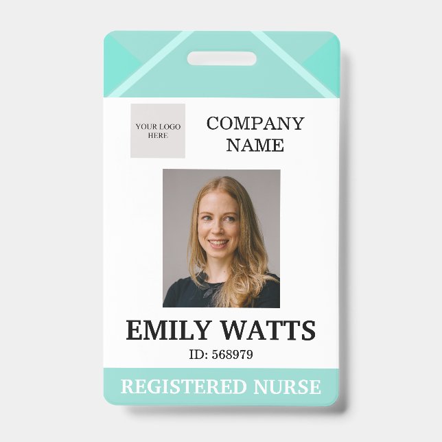 Teal Medical Doctor Aged Care Security Photo ID Ausweis (Vorderseite)