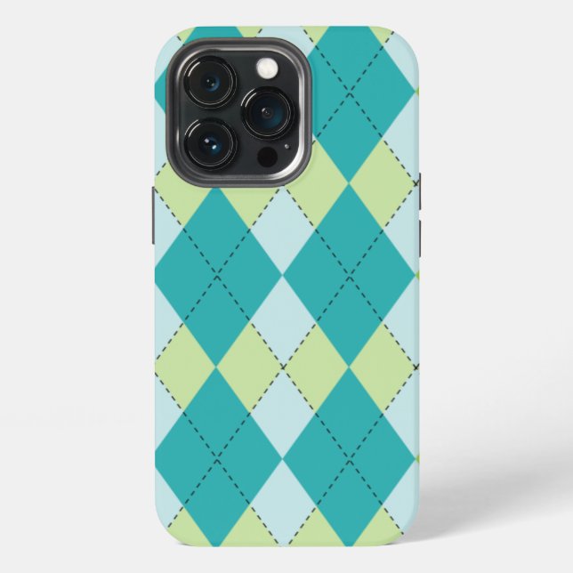 Teal Melon Mod Argyle iPhone Hülle (Hinten)