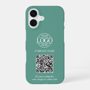 Teal Modern Business Logo & QR Code Werbemittel iPhone 16 Hülle