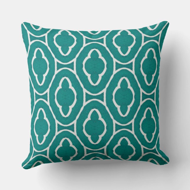  Teal Moroccan Trellis Pattern Kissen (Rückseite)
