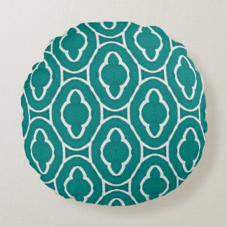 Teal Moroccan Trellis Pattern Rundes Kissen