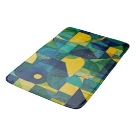 Teal & Mustard Abstract Geometric Mosaic Bath Mat Badematte