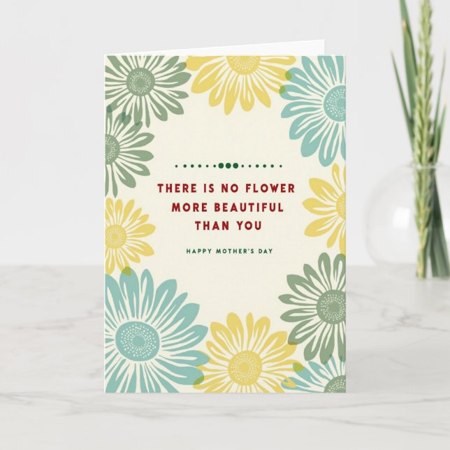 Teal Muttertagskarte mit Blüten Karte (Vorderseite)