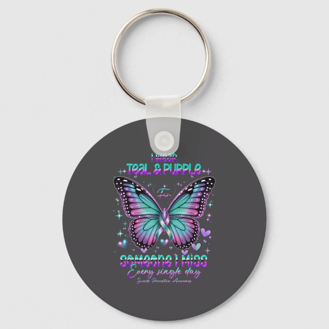Teal N Purple Butterfly Suicide Prevention Awarene Schlüsselanhänger (Vorderseite)