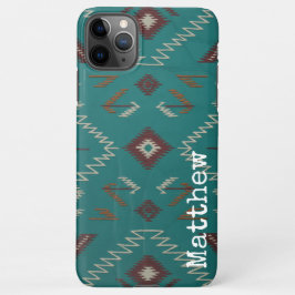 Teal Navajo Tribal Geometric Pattern Phone Case iPhone 11Pro Max Hülle