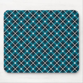 Teal & Navy Geometric Grid Pattern Mousepad