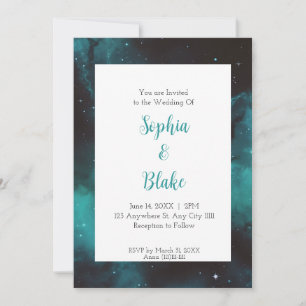 Teal-Nebel-Starlight-Hochzeit Einladung