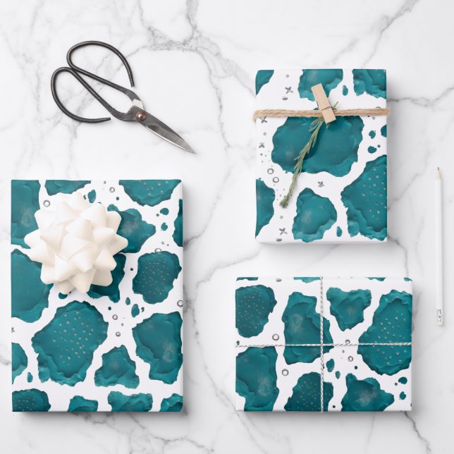 Teal Ocean Achat | Moderne abstrakte Steingeschenk Geschenkpapier Set (Vorderseite)