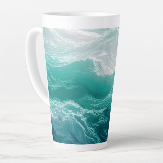 Teal Ocean Waves Abstract Dream  Milchtasse (Linke Ecke)