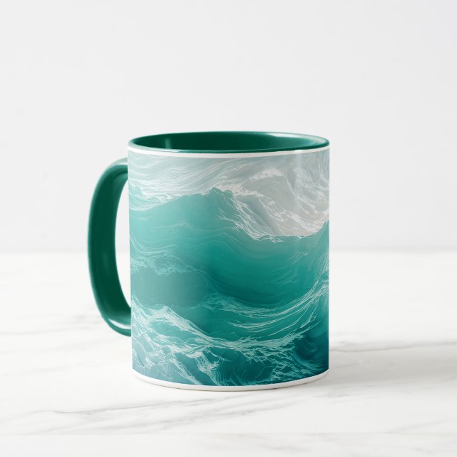 Teal Ocean Waves Abstract Dream  Tasse (Vorderseite Links)